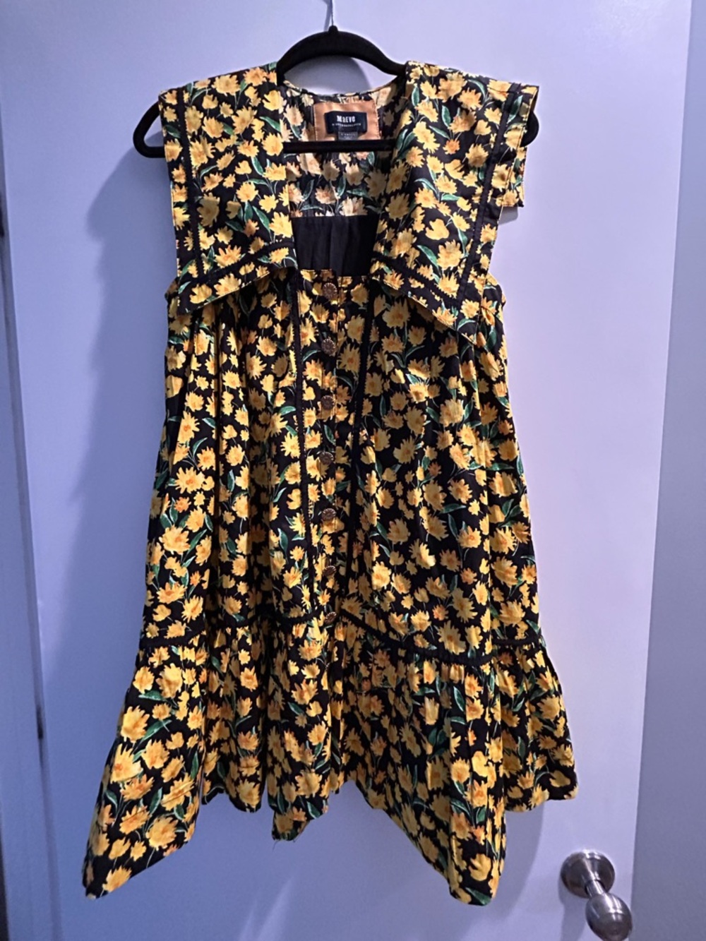 Maeve Floral Sunflower Print Dress - Yellow & Black